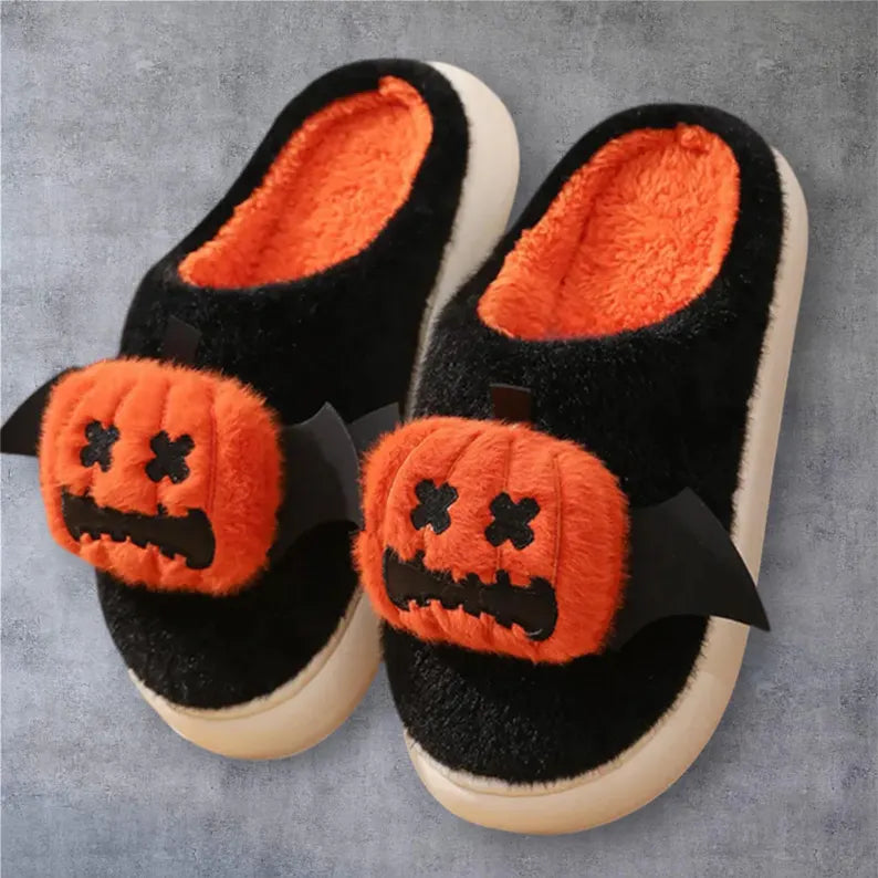 CozyBoo™ Funny Pumpkin Plush Slippers